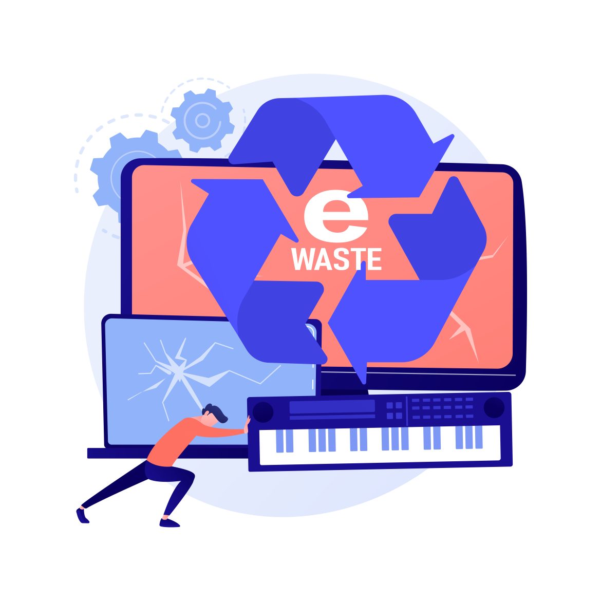E-waste reduction abstract concept vector illustration.